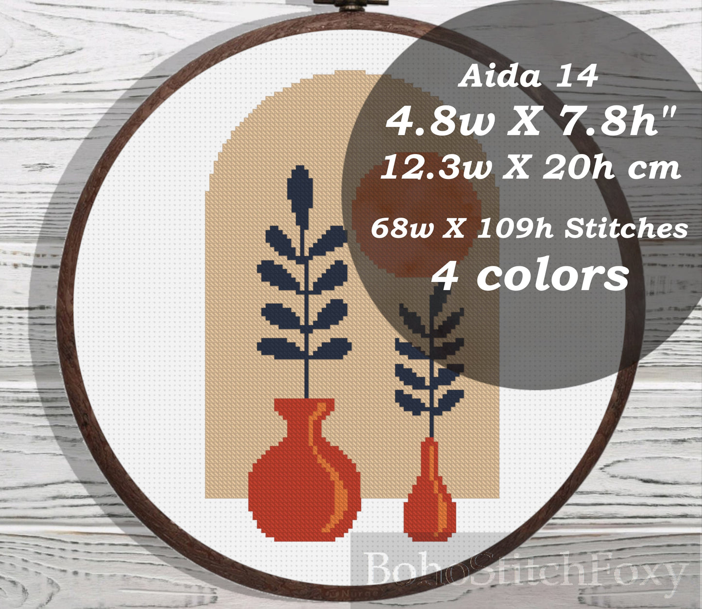 Boho leaves cross stitch pattern