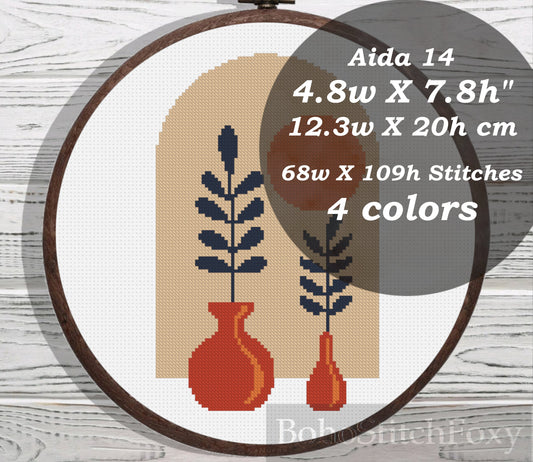 Boho leaves cross stitch pattern
