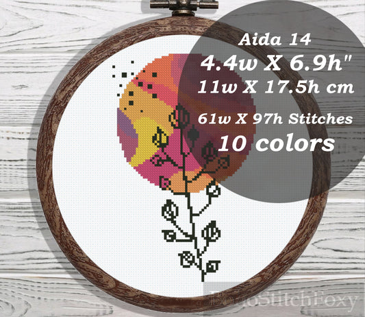Boho leaves geometric shape cross stitch pattern