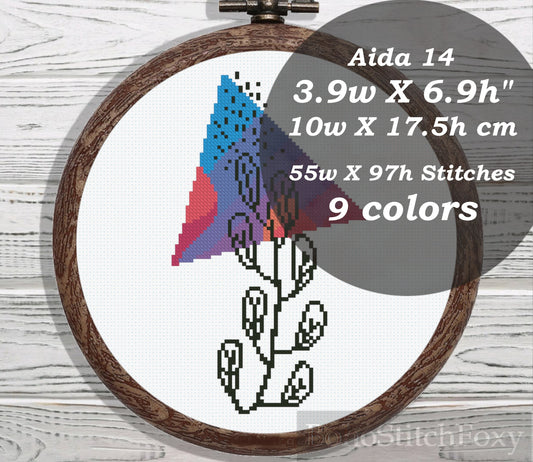 Boho leaves geometric shape cross stitch pattern