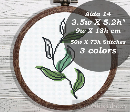 Boho mini leaves cross stitch pattern