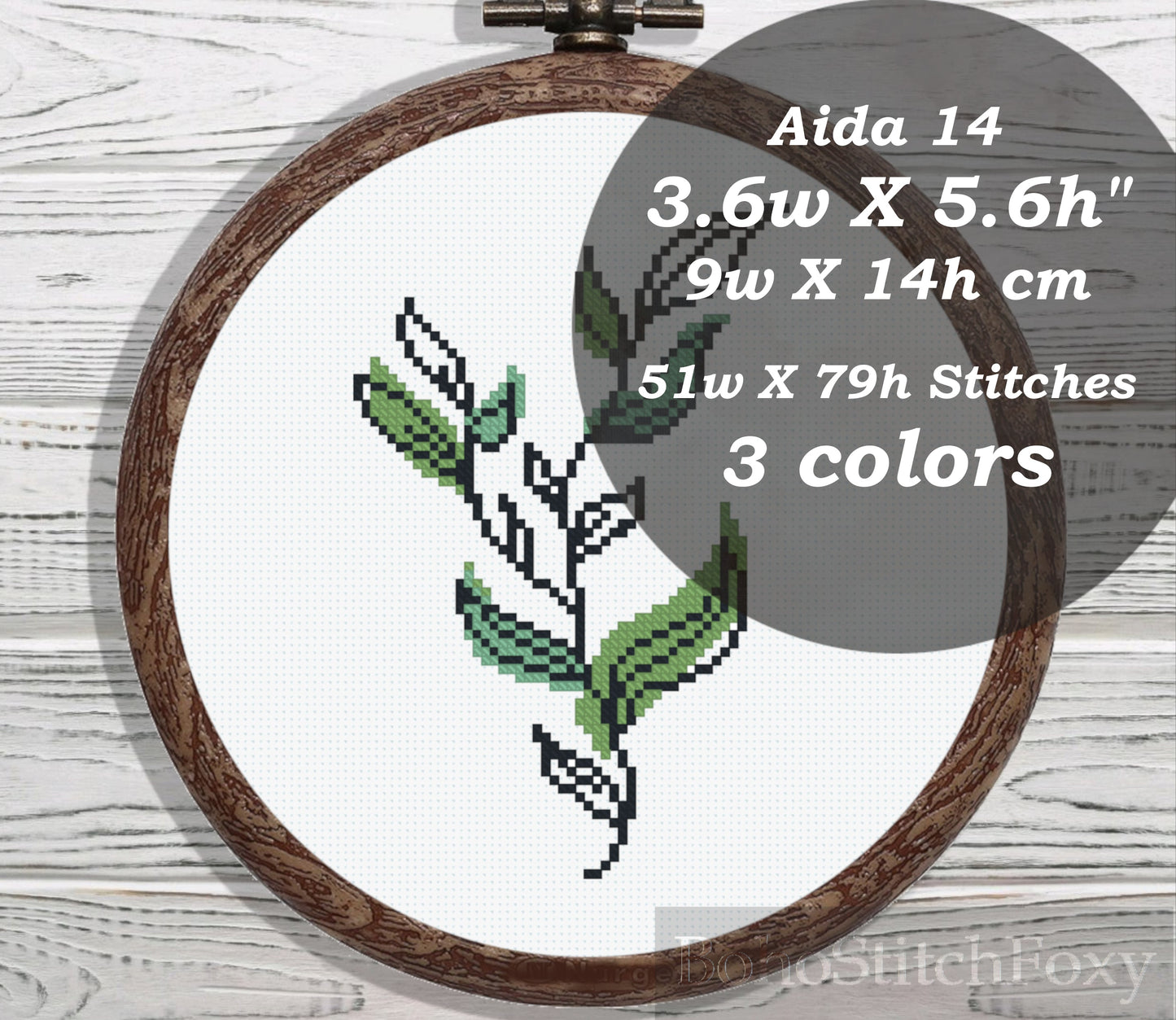 Boho mini leaves cross stitch pattern