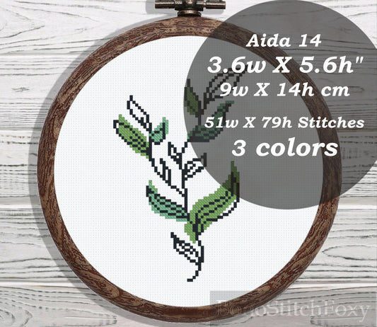Boho mini leaves cross stitch pattern
