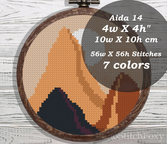 Boho mini mountain landscape cross stitch pattern