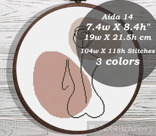 Boho naked woman cross stitch pattern