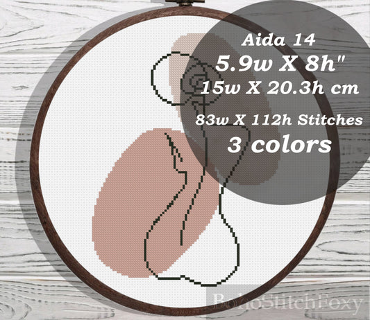 Boho naked woman cross stitch pattern