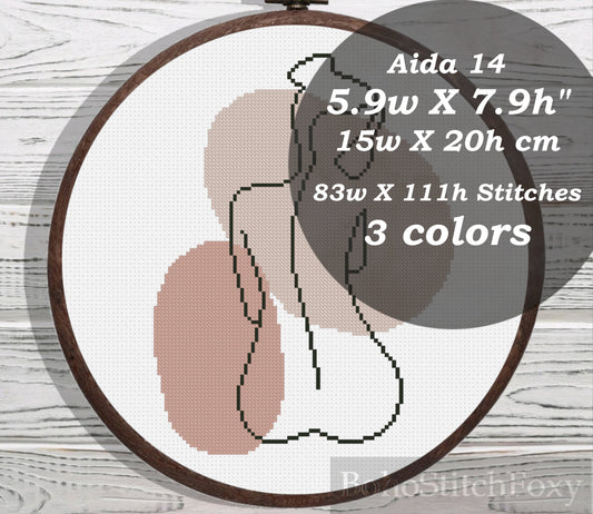 Boho naked woman cross stitch pattern