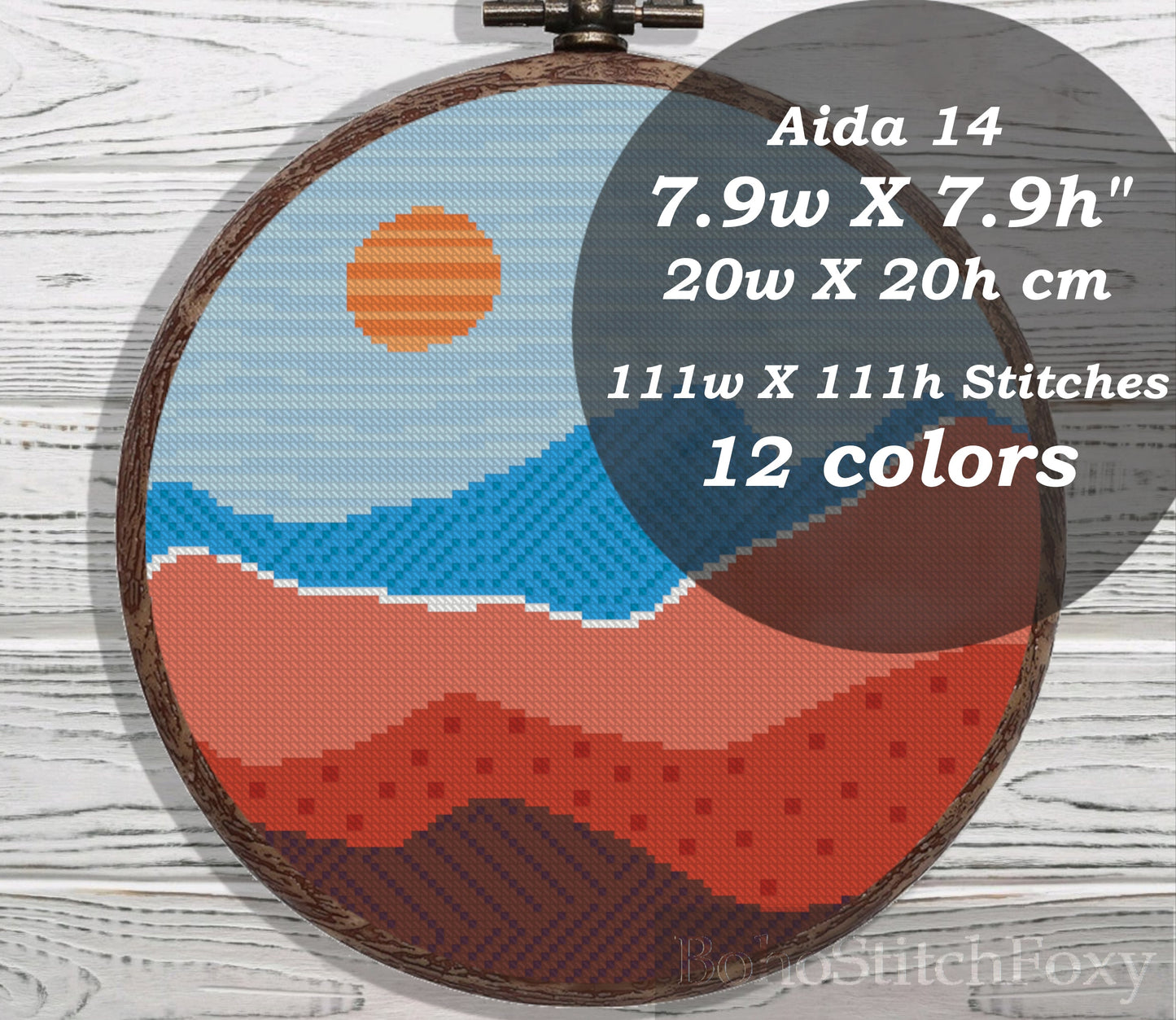 Boho scenery landscape cross stitch pattern