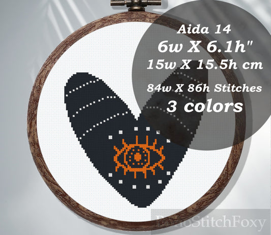 Boho sun heart cross stitch patterns