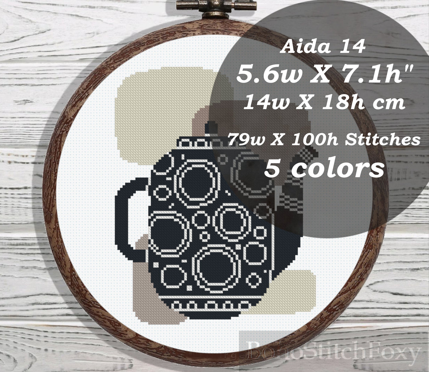 Boho tea cross stitch pattern