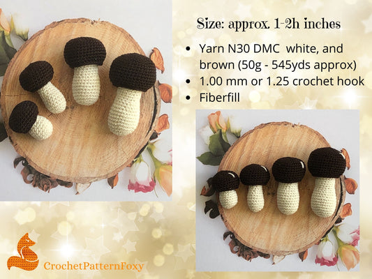 Bolete Mushrooms Crochet Patterns PDF