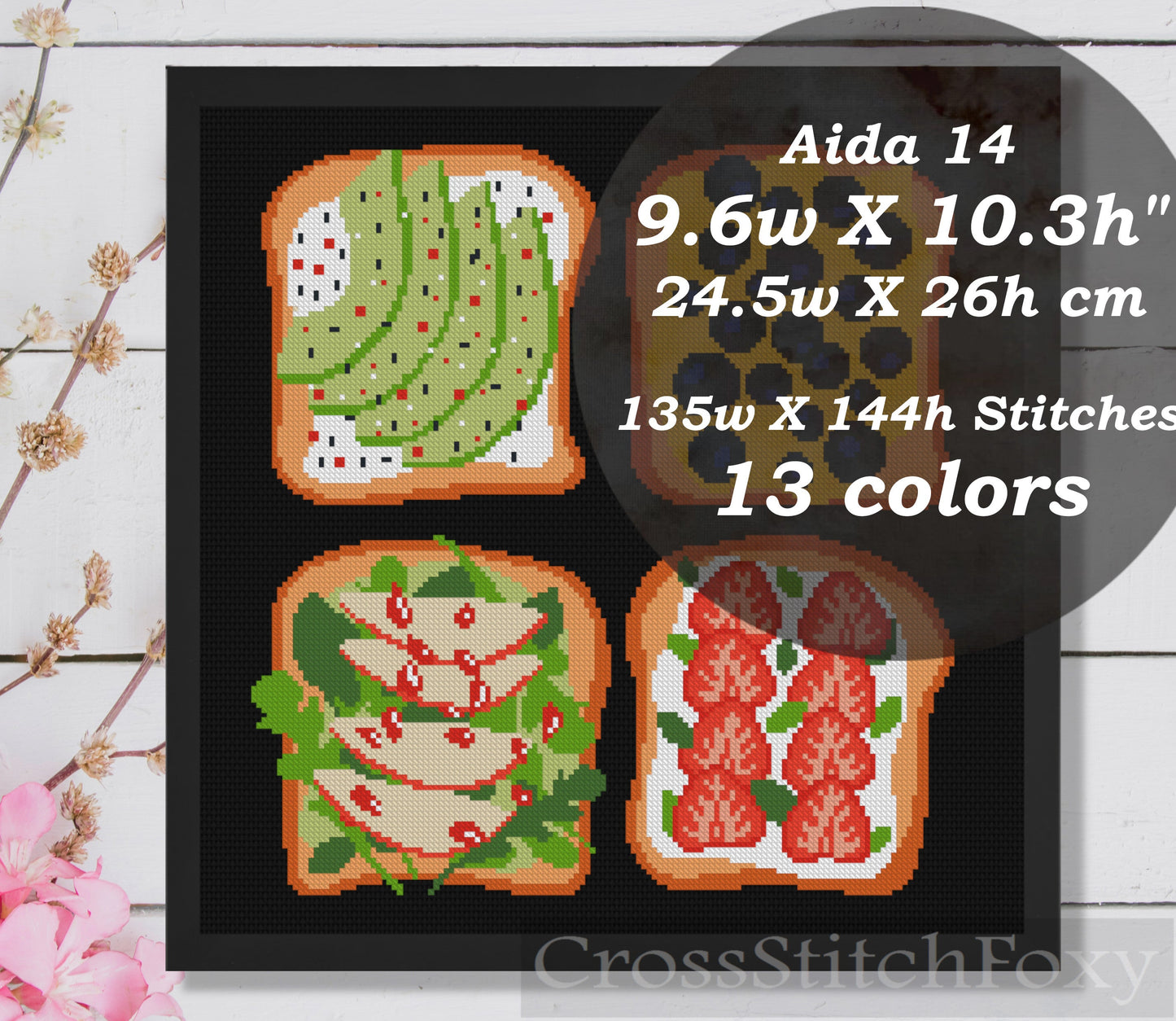 Breakfast Toast Cross Stitch Pattern