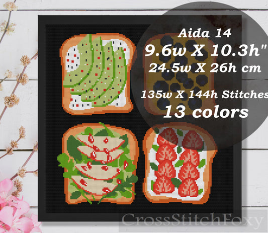 Breakfast Toast Cross Stitch Pattern