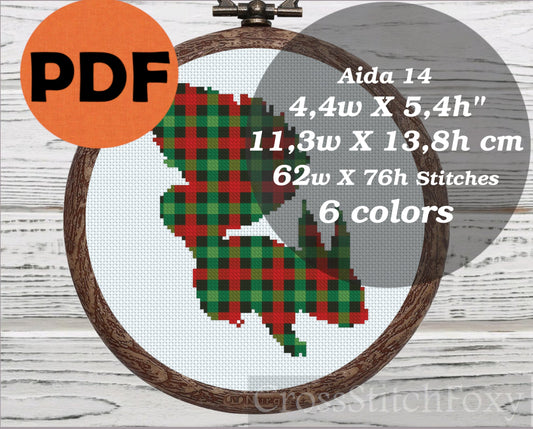 Buffalo Plaid Squirrel cross stitch pattern