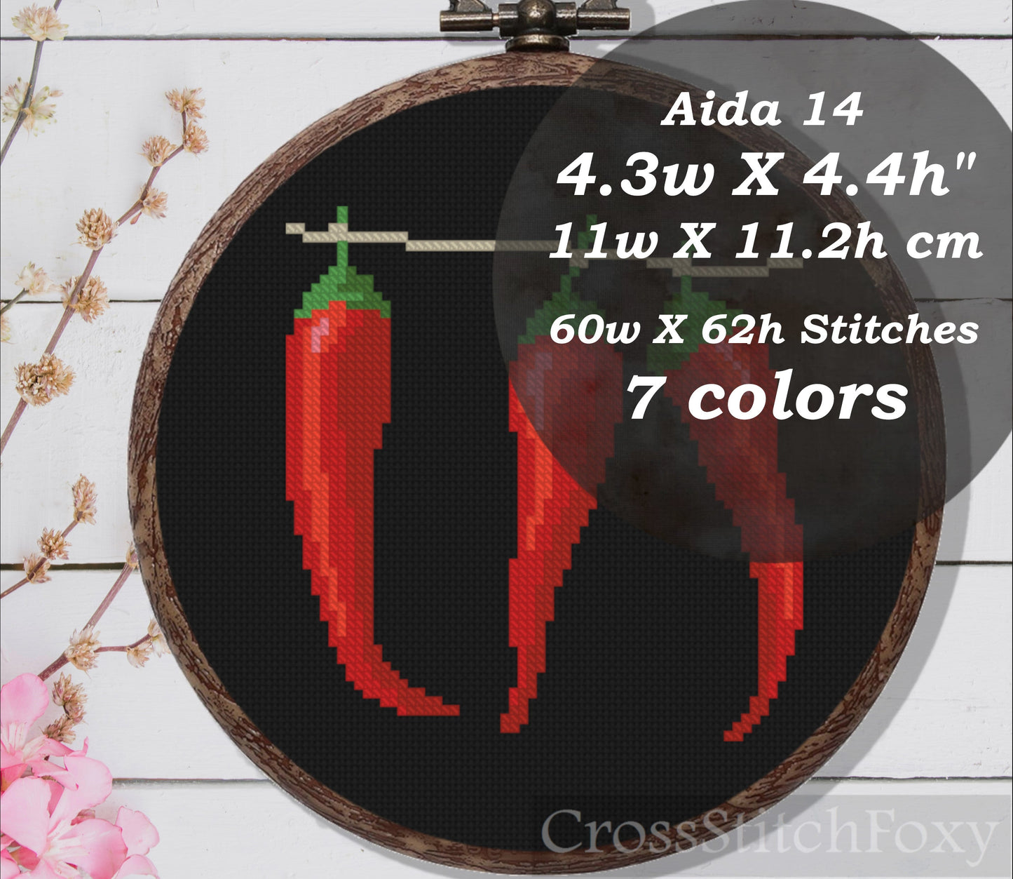 Bunch of Chili Peppers cross stitch pattern
