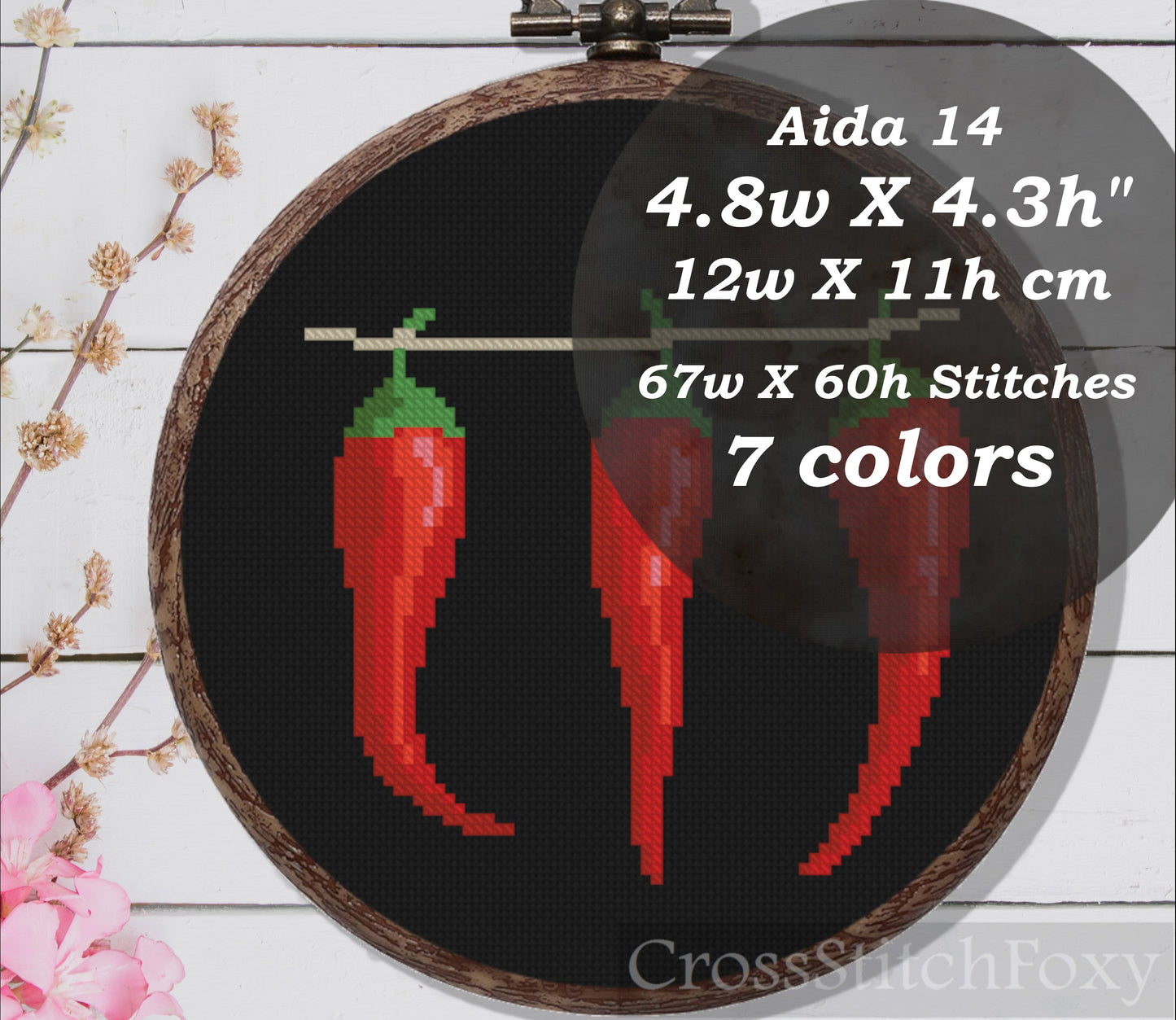 Bunch of Chili Peppers cross stitch pattern