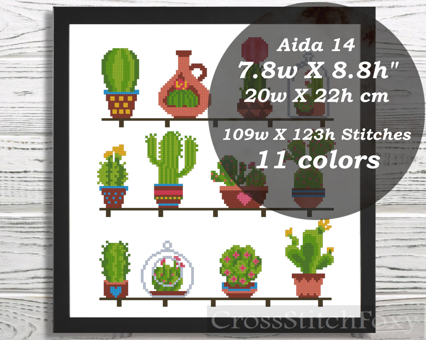 Cactus cross stitch pattern
