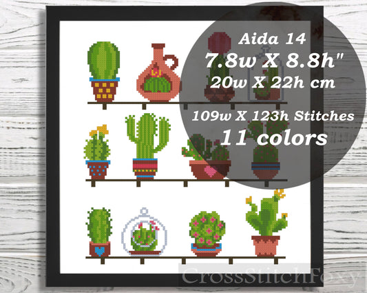 Cactus cross stitch pattern
