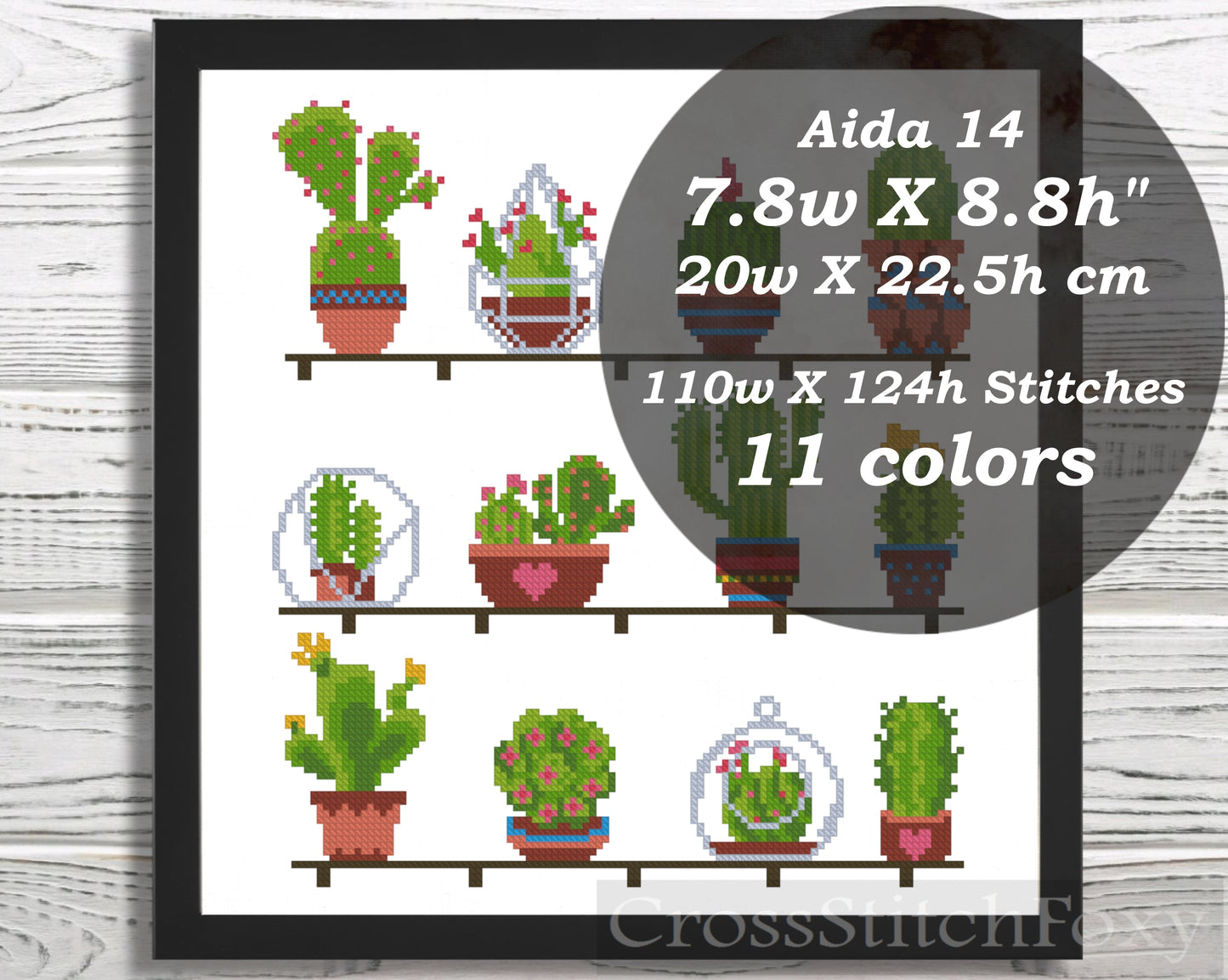 Cactus cross stitch pattern