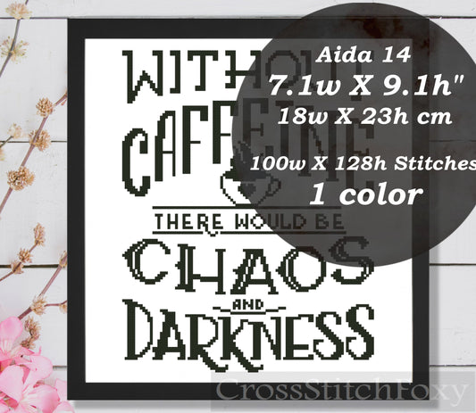 Caffeine Quote cross stitch pattern