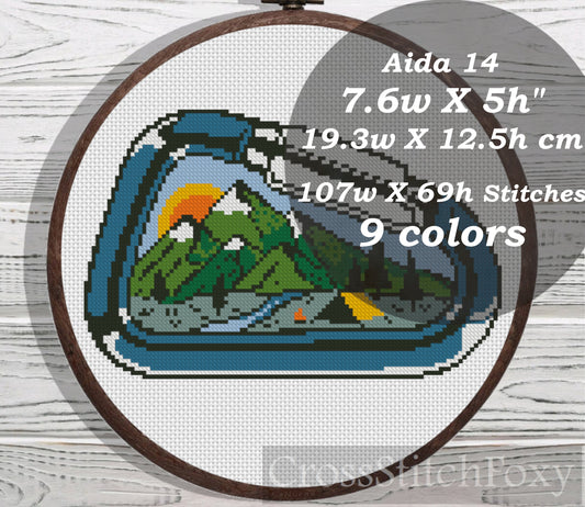 Carabiner Landscape cross stitch pattern