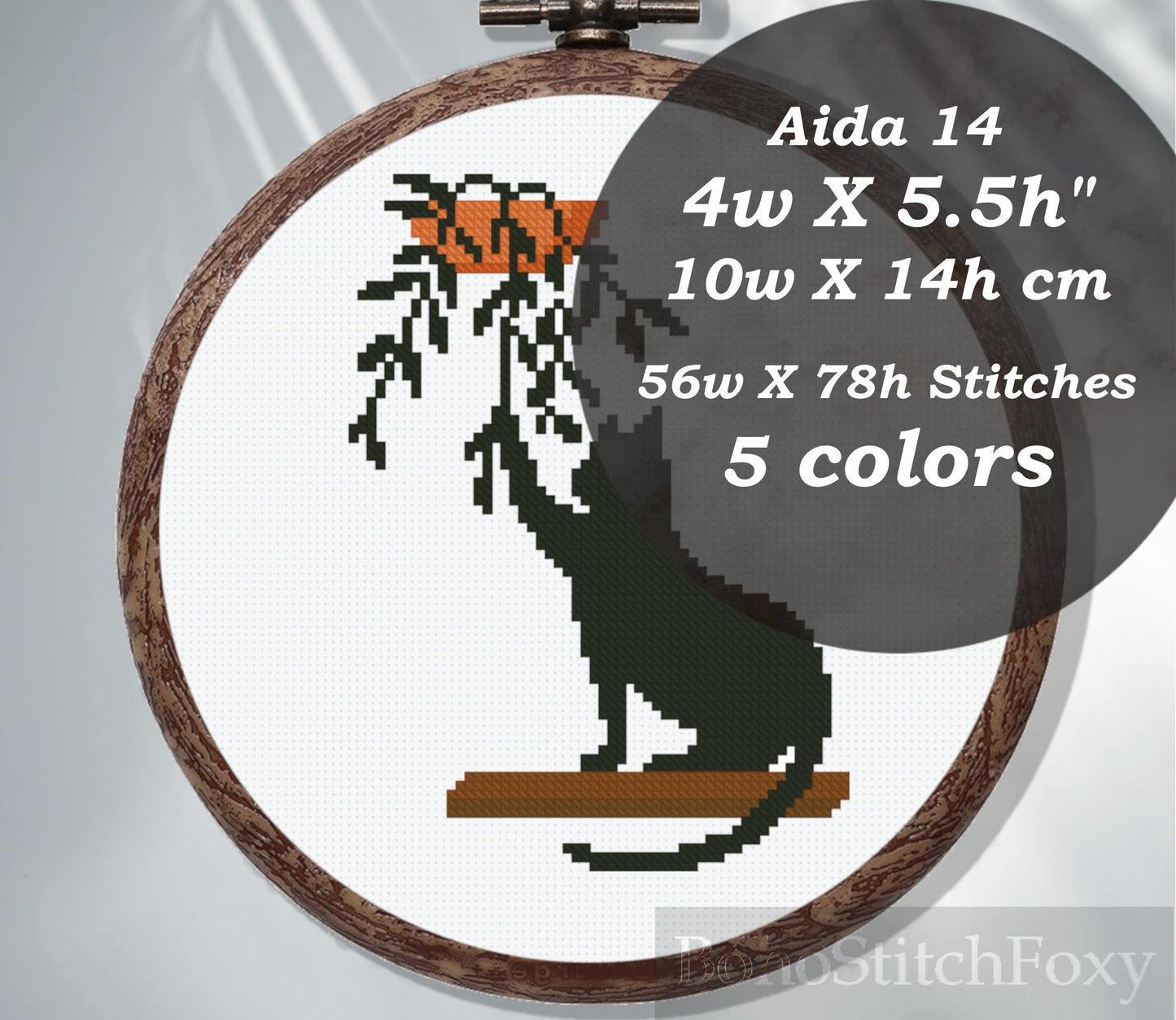 Cat Plant Cross Stitch Pattern