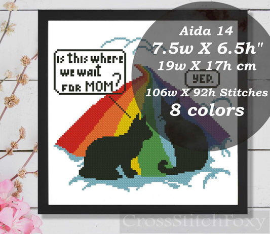 Cats Rainbow Bridge cross stitch pattern