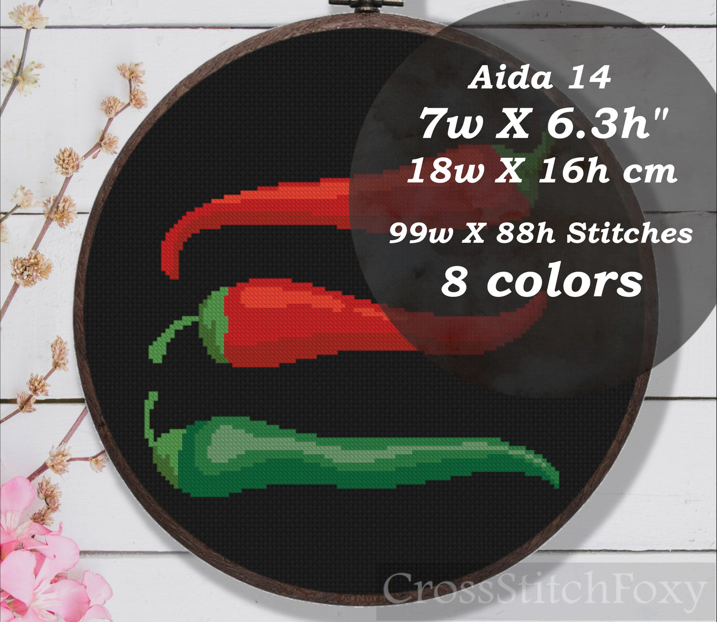 Chili peppers cross stitch pattern