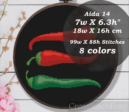 Chili peppers cross stitch pattern