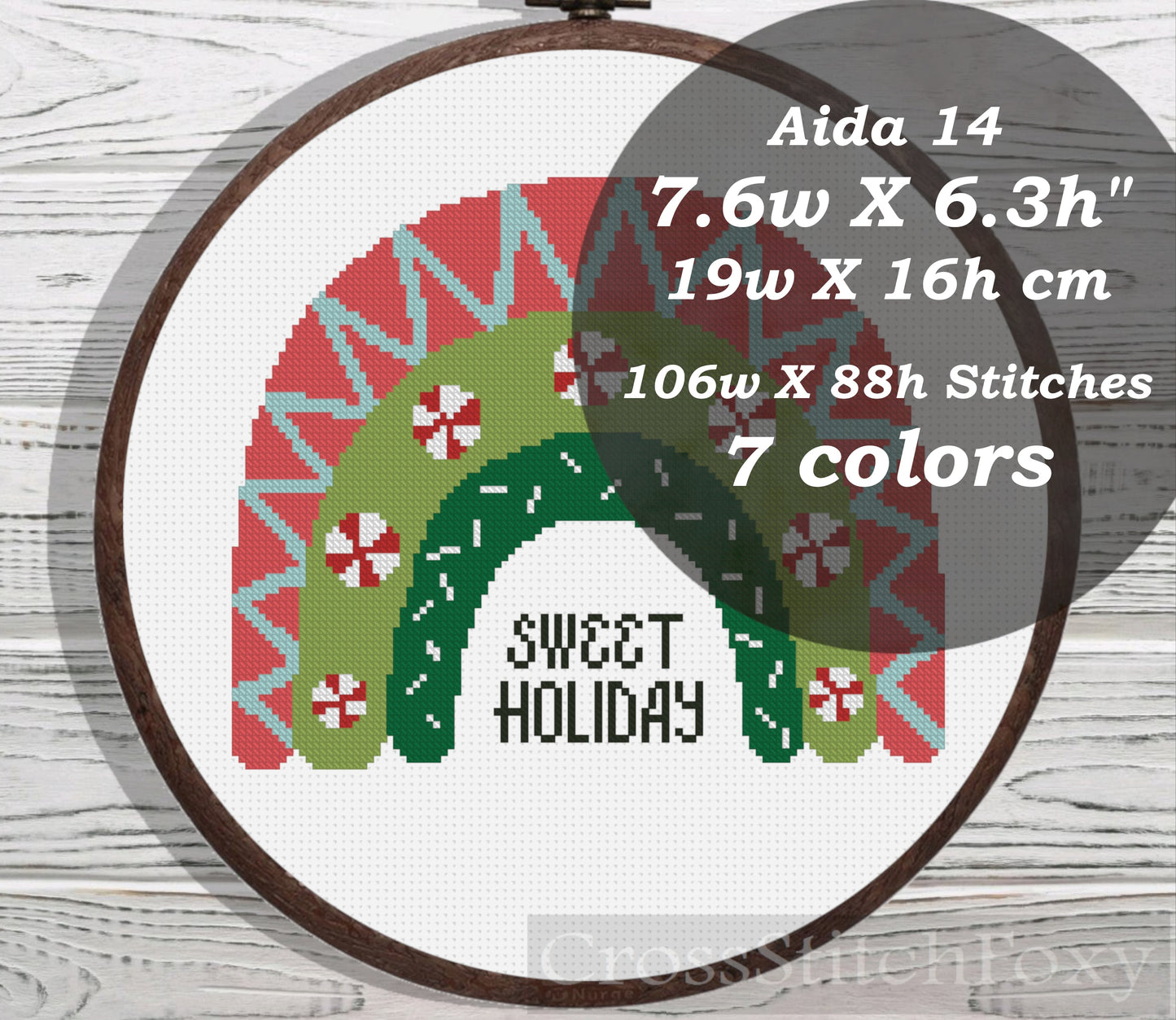 Christmas Boho Rainbow cross stitch pattern