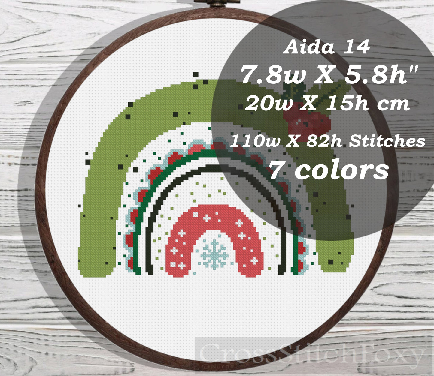 Christmas Boho Rainbow cross stitch pattern