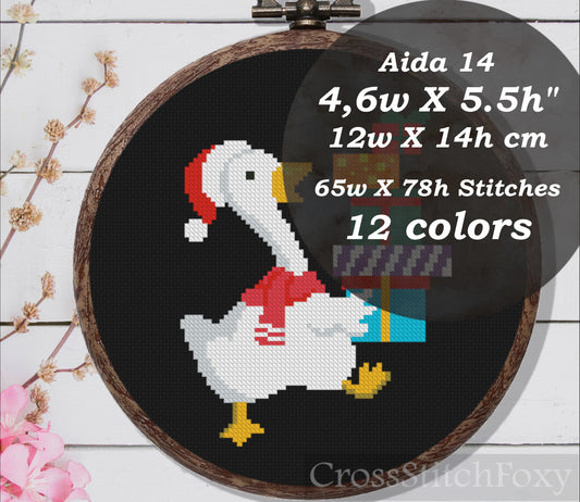 Christmas Goose With Gifts Cross Stitch Pattern