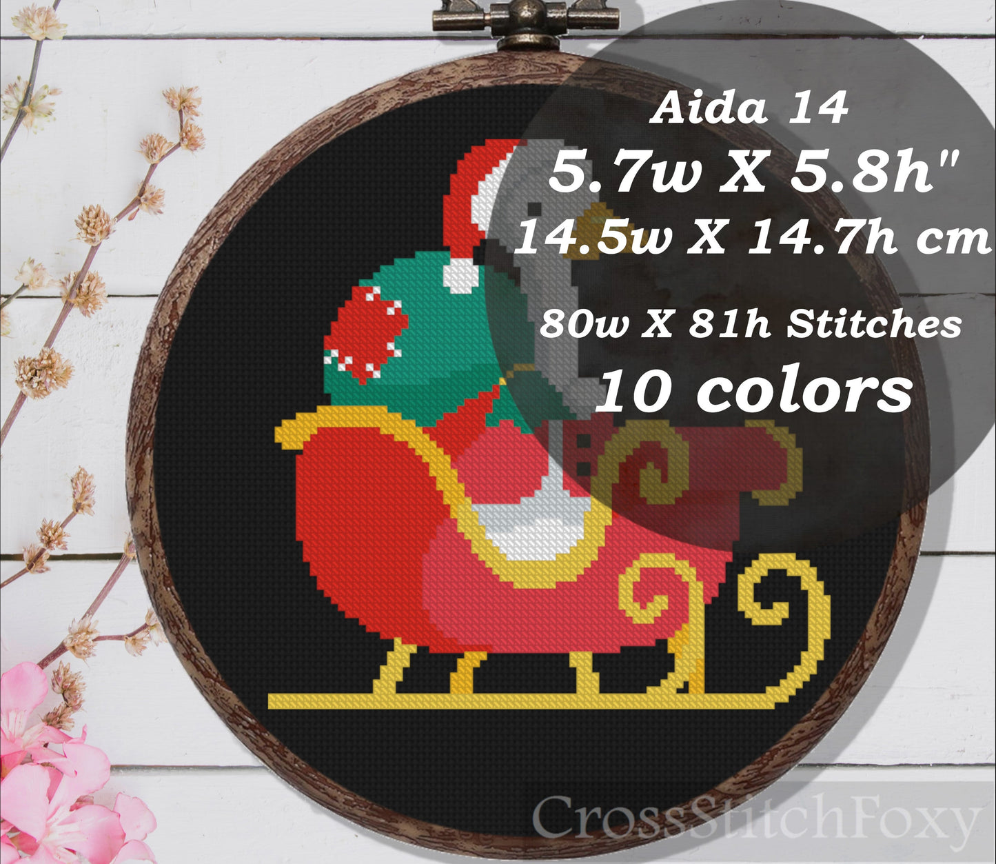 Christmas Goose Santa Sleigh Cross Stitch Pattern