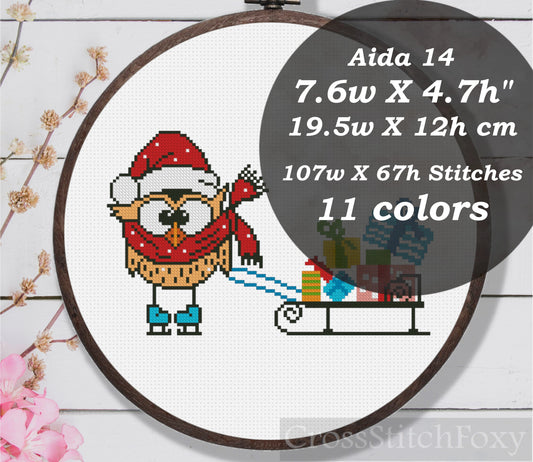 Christmas Owl cross stitch pattern