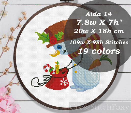 Christmas Snowman Gifts Cross Stitch Pattern