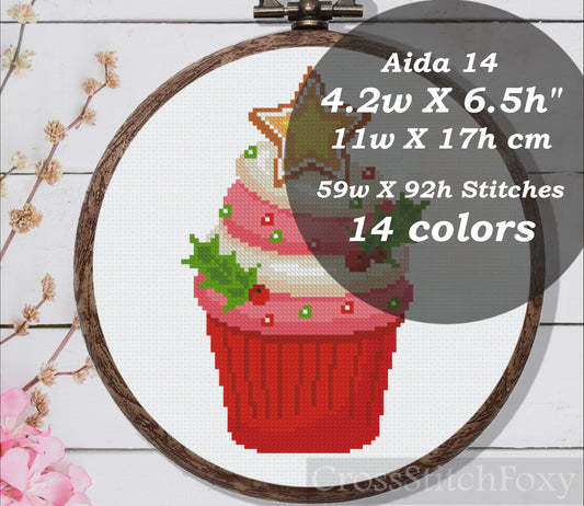 Christmas cupcake cross stitch pattern