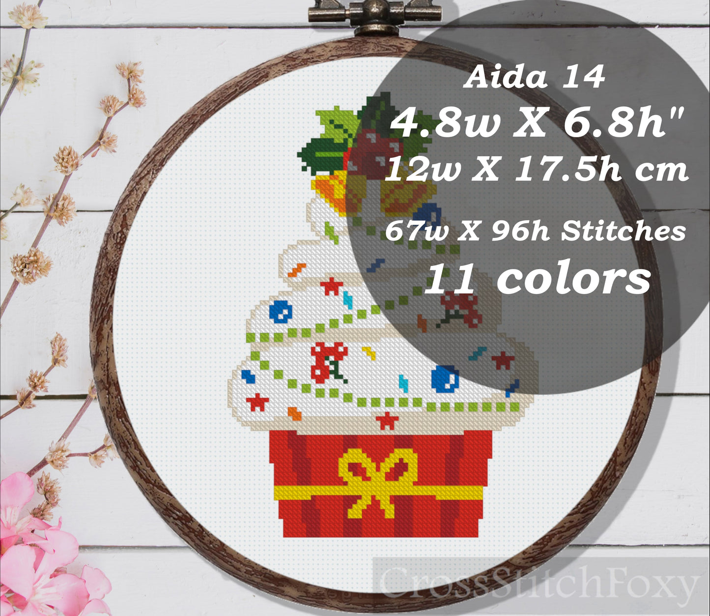 Christmas cupcake cross stitch pattern