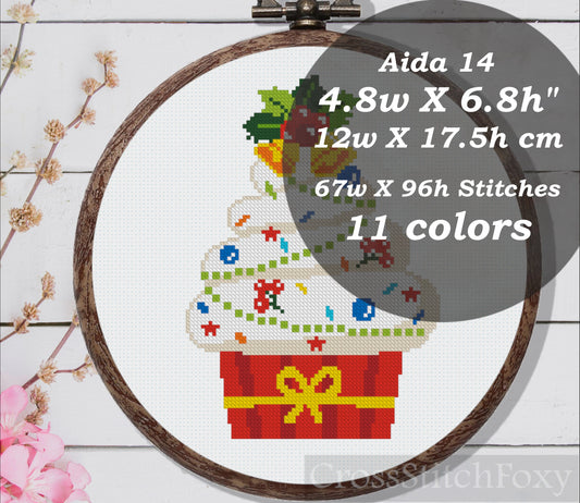 Christmas cupcake cross stitch pattern