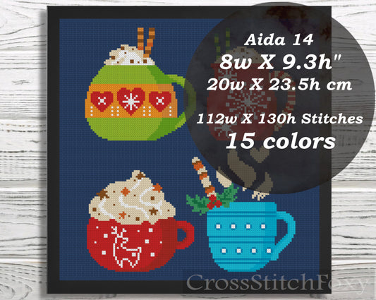 Christmas mugs cross stitch pattern