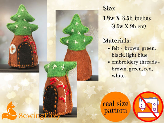 Christmas tree fairy house soft toy sewing pattern
