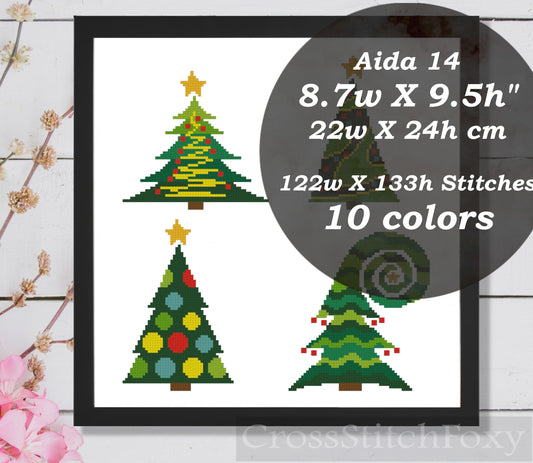 Christmas tree set cross stitch pattern
