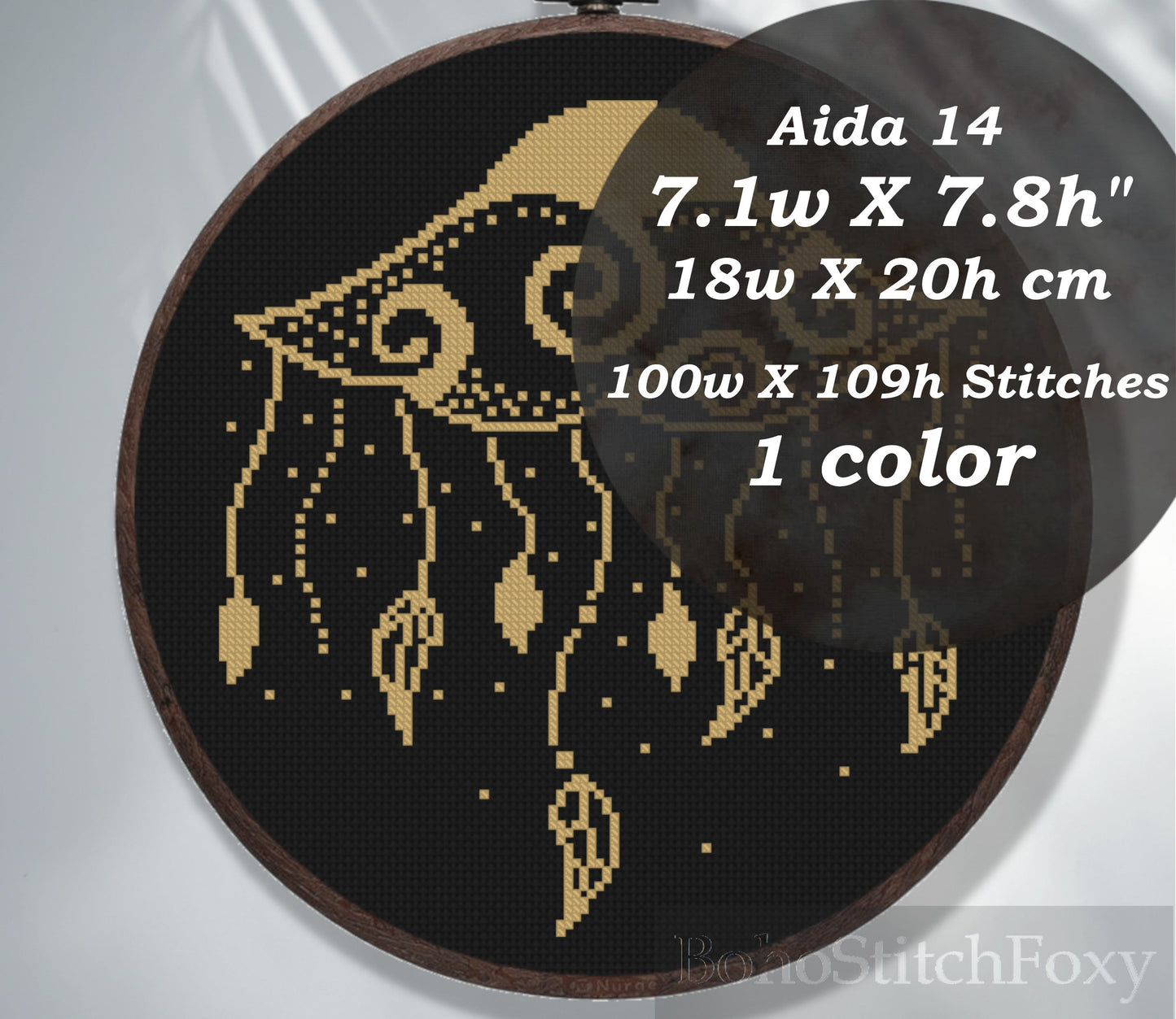 Cloud Sun Mystical Dreamcatcher Cross Stitch Pattern PDF