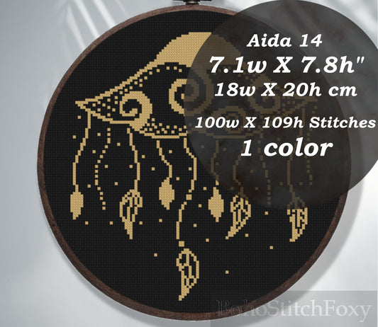 Cloud Sun Mystical Dreamcatcher Cross Stitch Pattern PDF