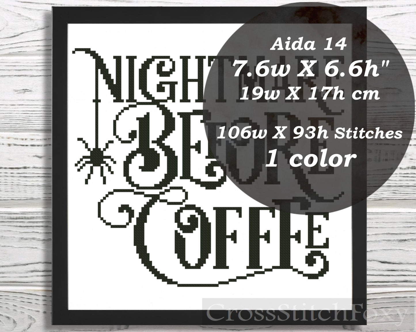 Coffee cross stitch pattern Nightmare before coffee