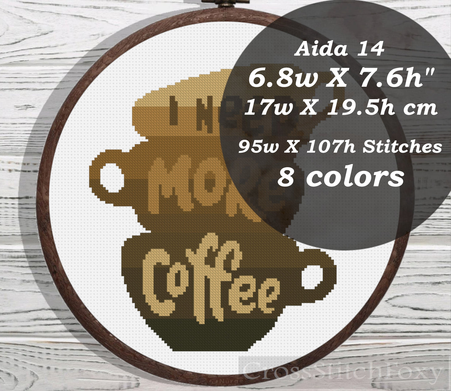 Coffee cups quote small cross stitch pattern