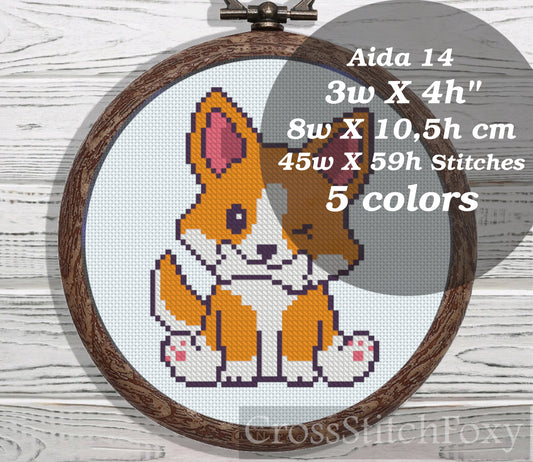 Corgi cross stitch pattern