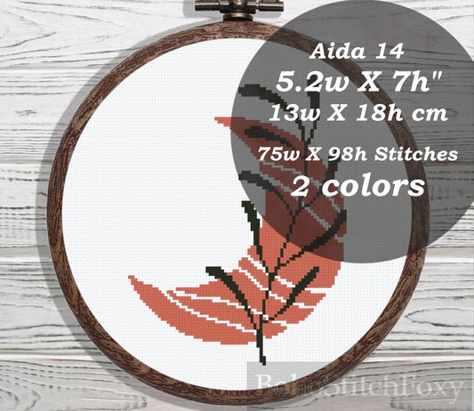 Crescent Moon Leaf cross stitch pattern