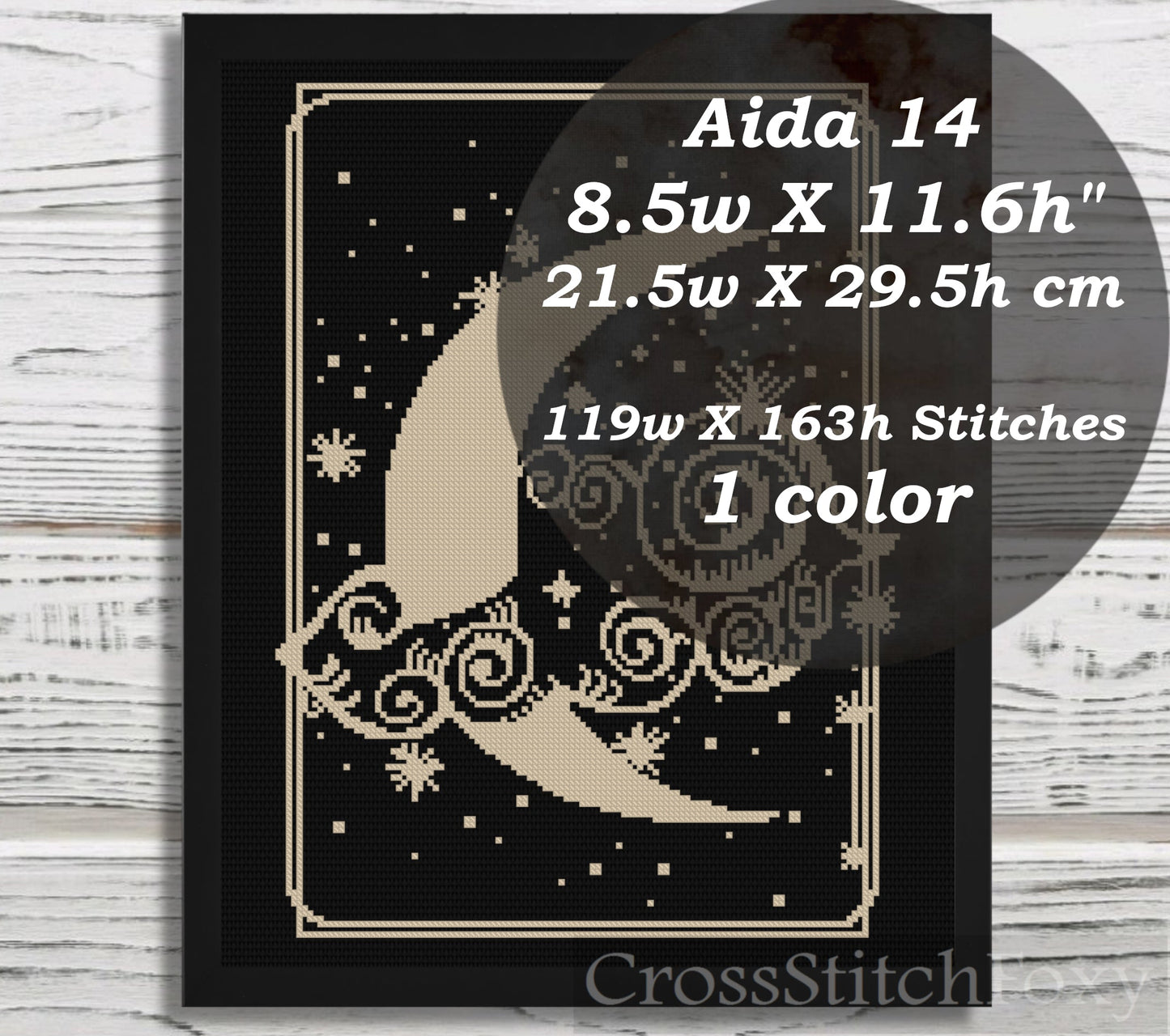 Crescent Moon cross stitch pattern