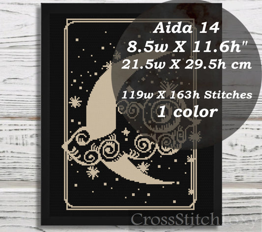 Crescent Moon cross stitch pattern