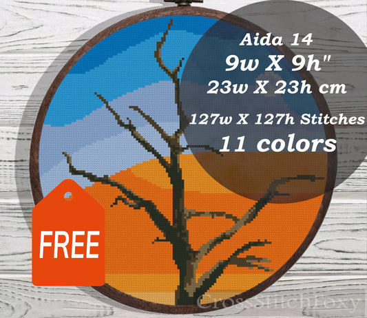 Desert landscape cross stitch pattern